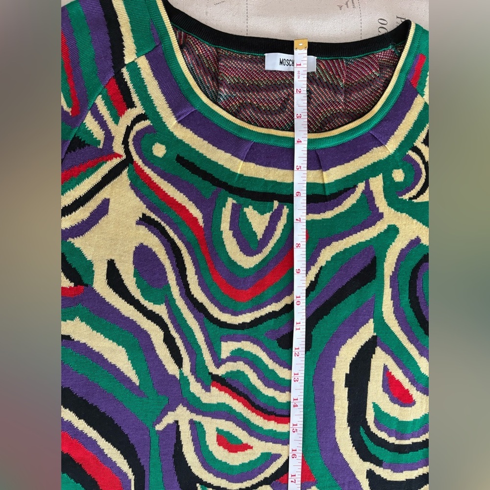 Moschino Knit Sweater Dress Retro Swirl Print S/M - Picture 9 of 10